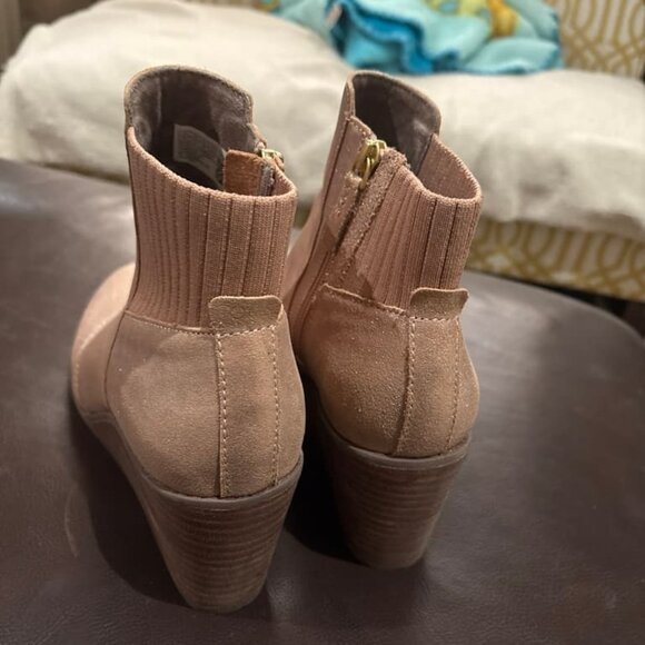 Womens Sadie pink/rose gold metallic leather Zipper Wedge Ankle Boots - 8.5 - Picture 4 of 4